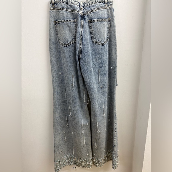 NWT ITMFL Embellished Distressed Flare Jeans - Picture 9 of 12